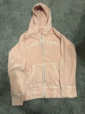 Y2K Life is Good Pink Zip-Up Hoodie
